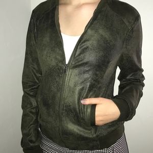 BNCI Faux Suede Womens Jacket- Olive